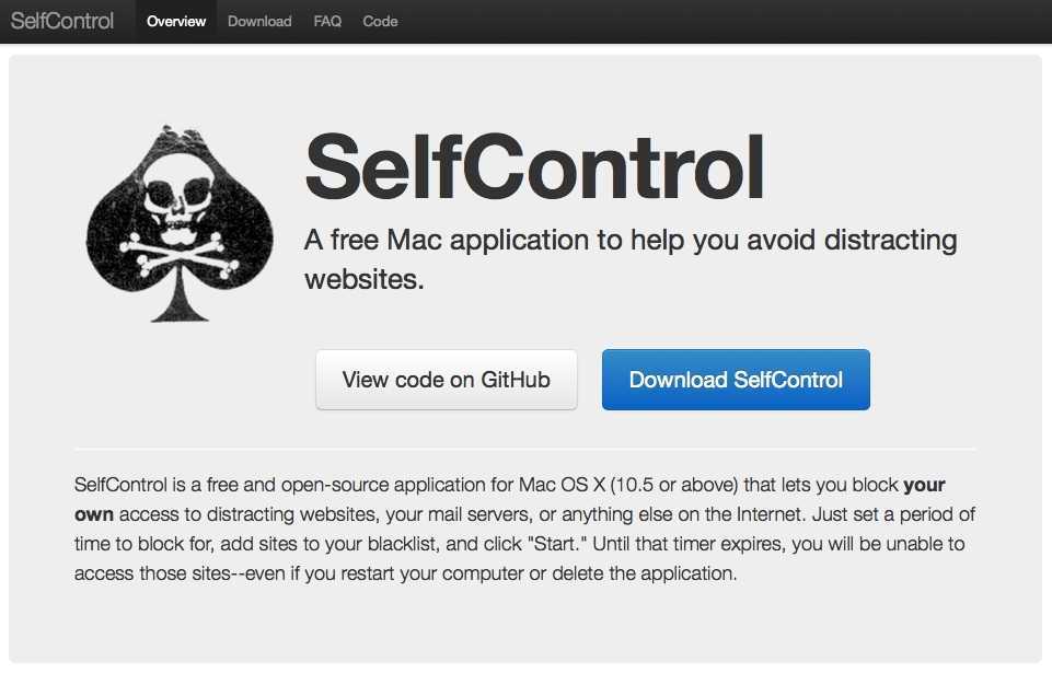 SelfControl mac app distractions