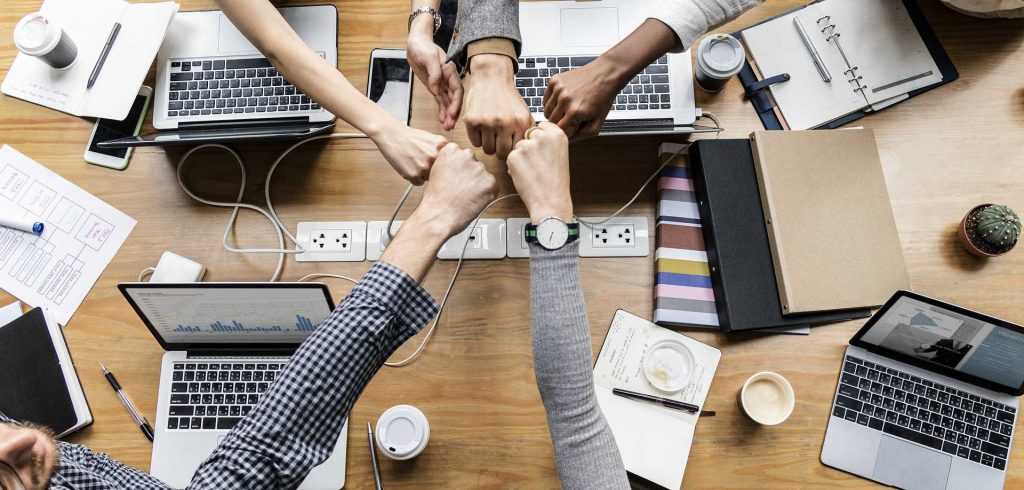 conference call fist bump 