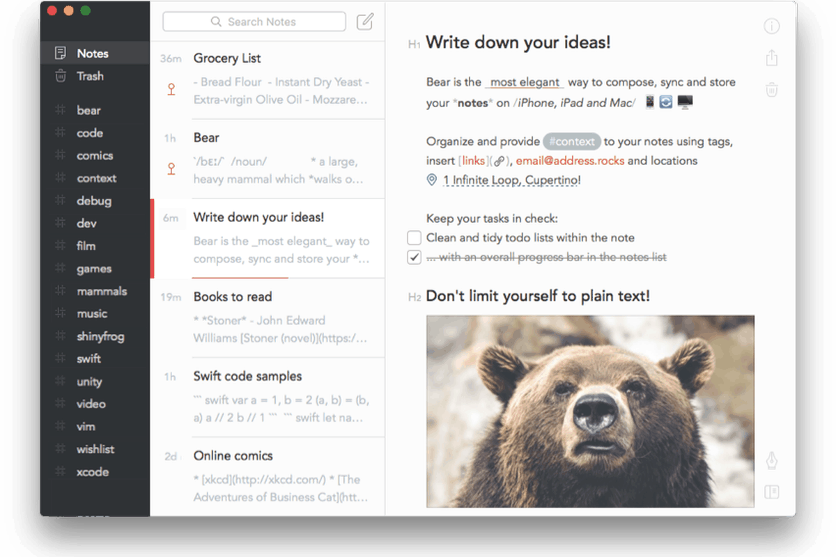 bear app for mac