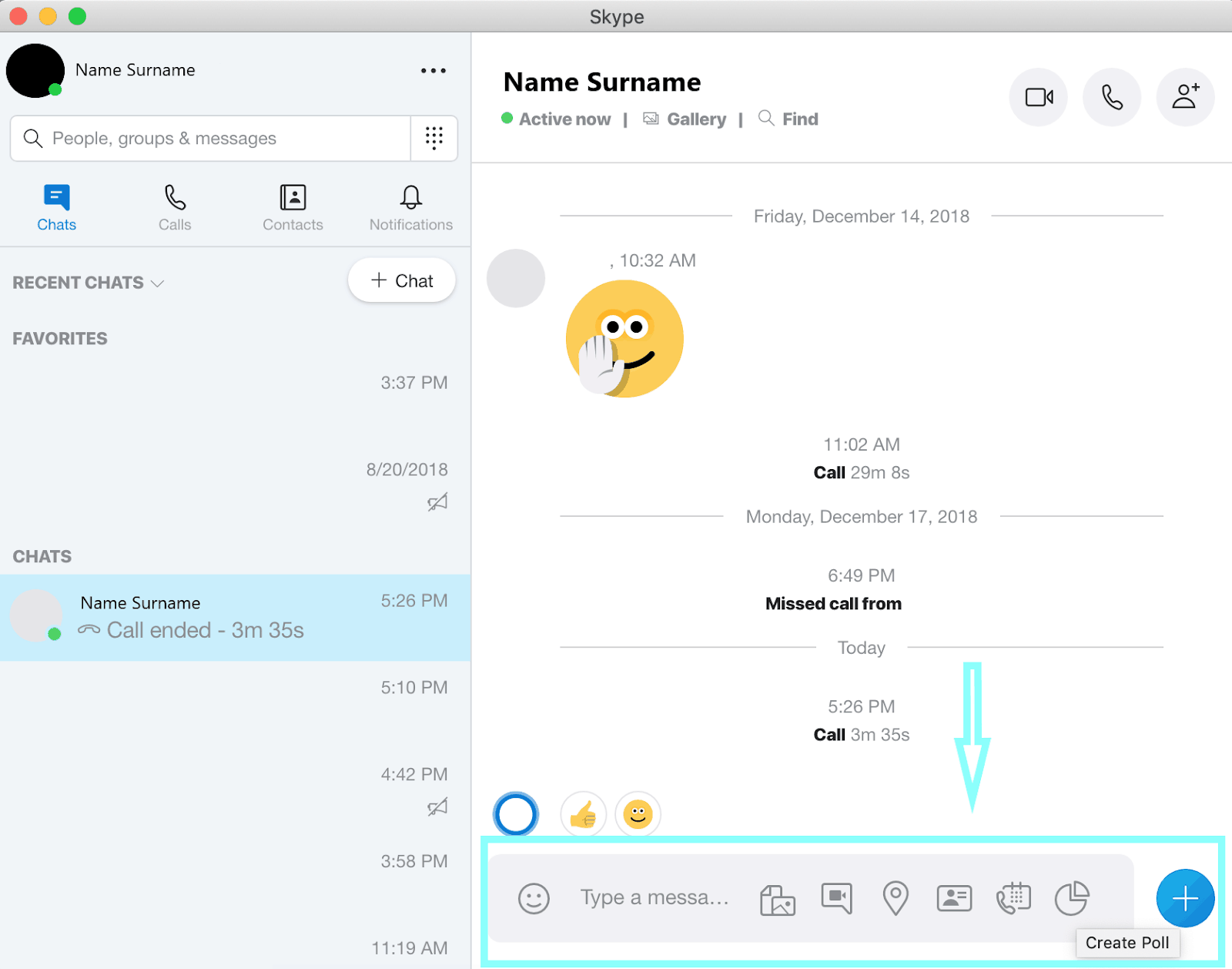 Skype Chat Screen