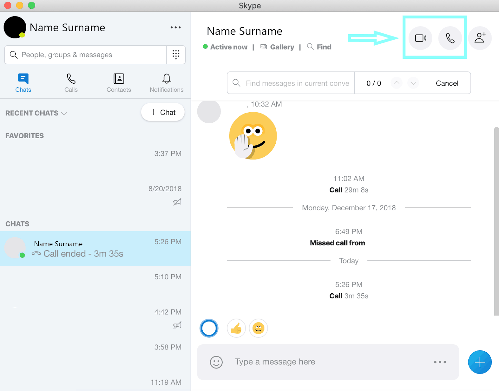 skype screenshot for mac