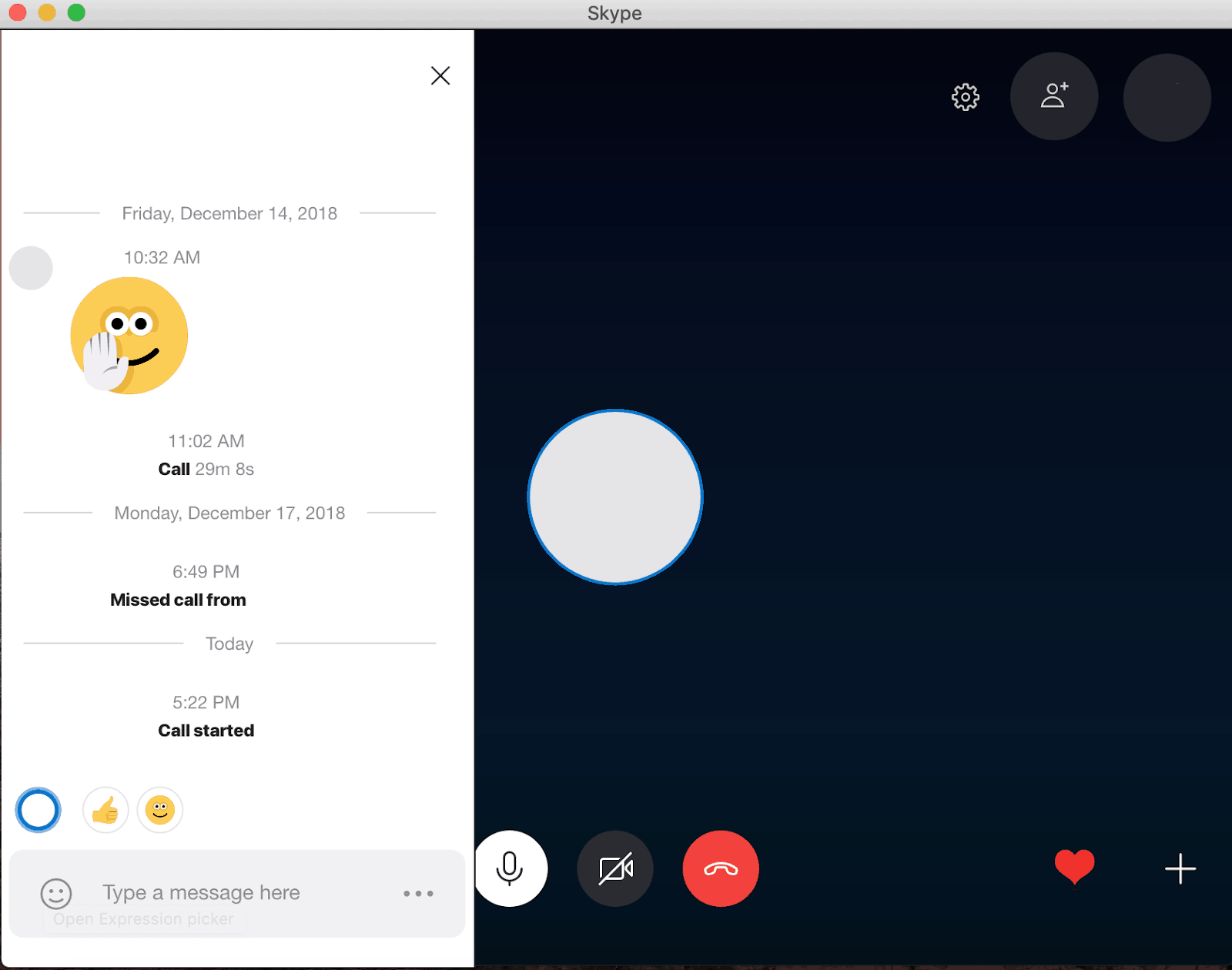 Skype chat window during call 