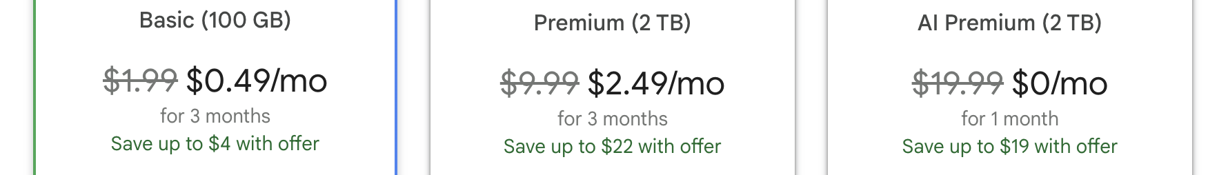 Google Drive Pricing
