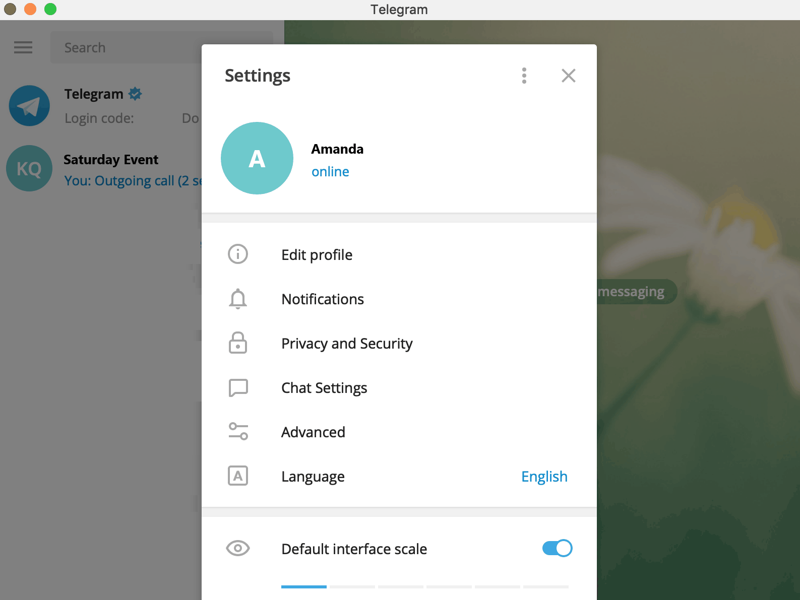 Telegram general settings