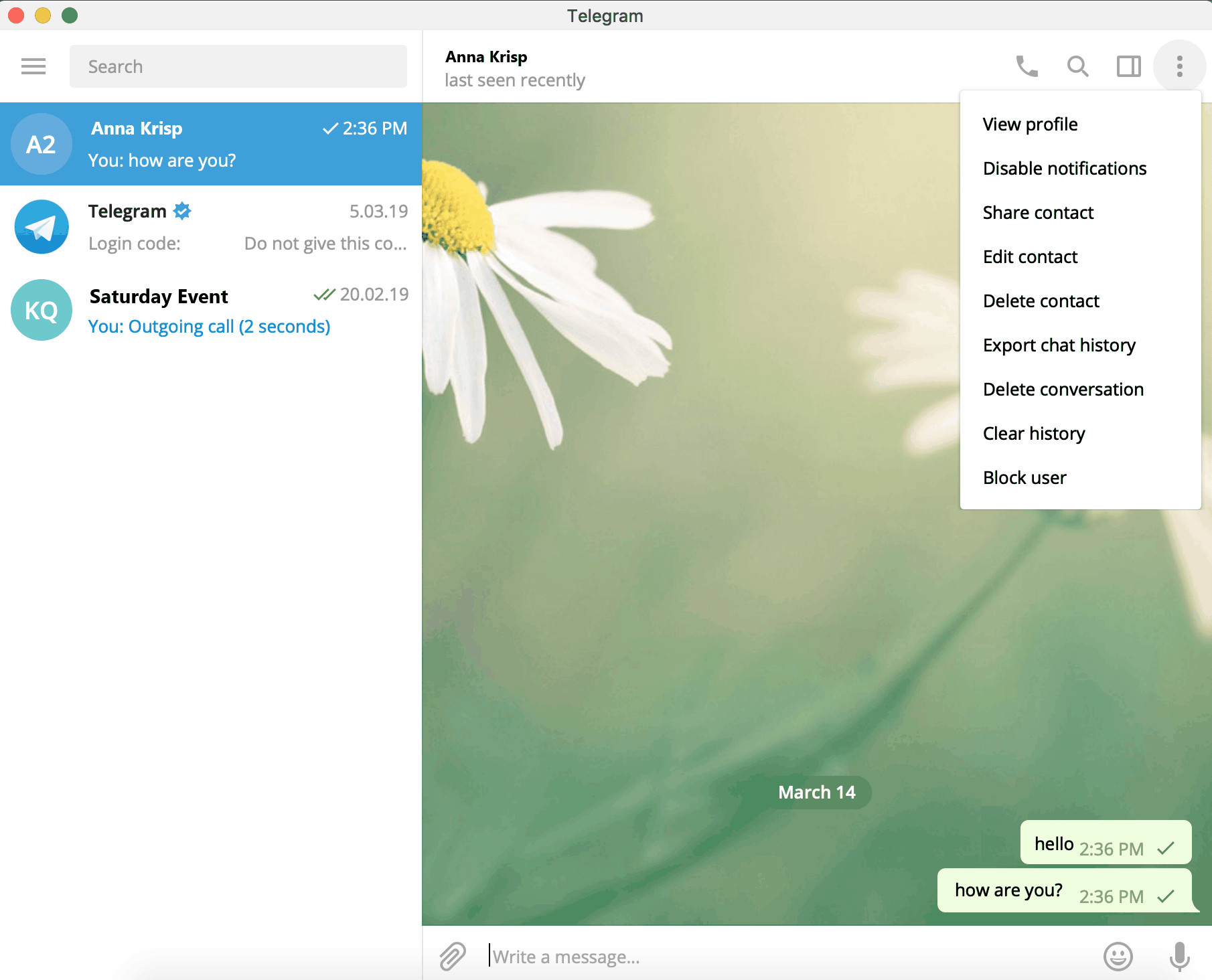 Telegram in Opera, Use Telegram on desktop