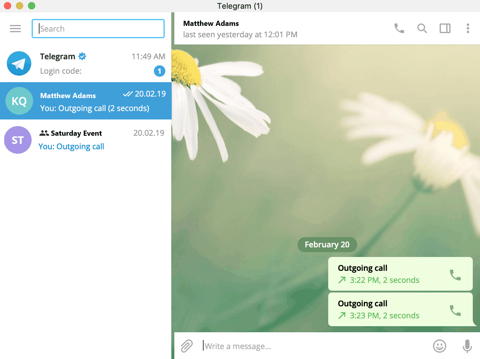 Telegram Desktop Chat window