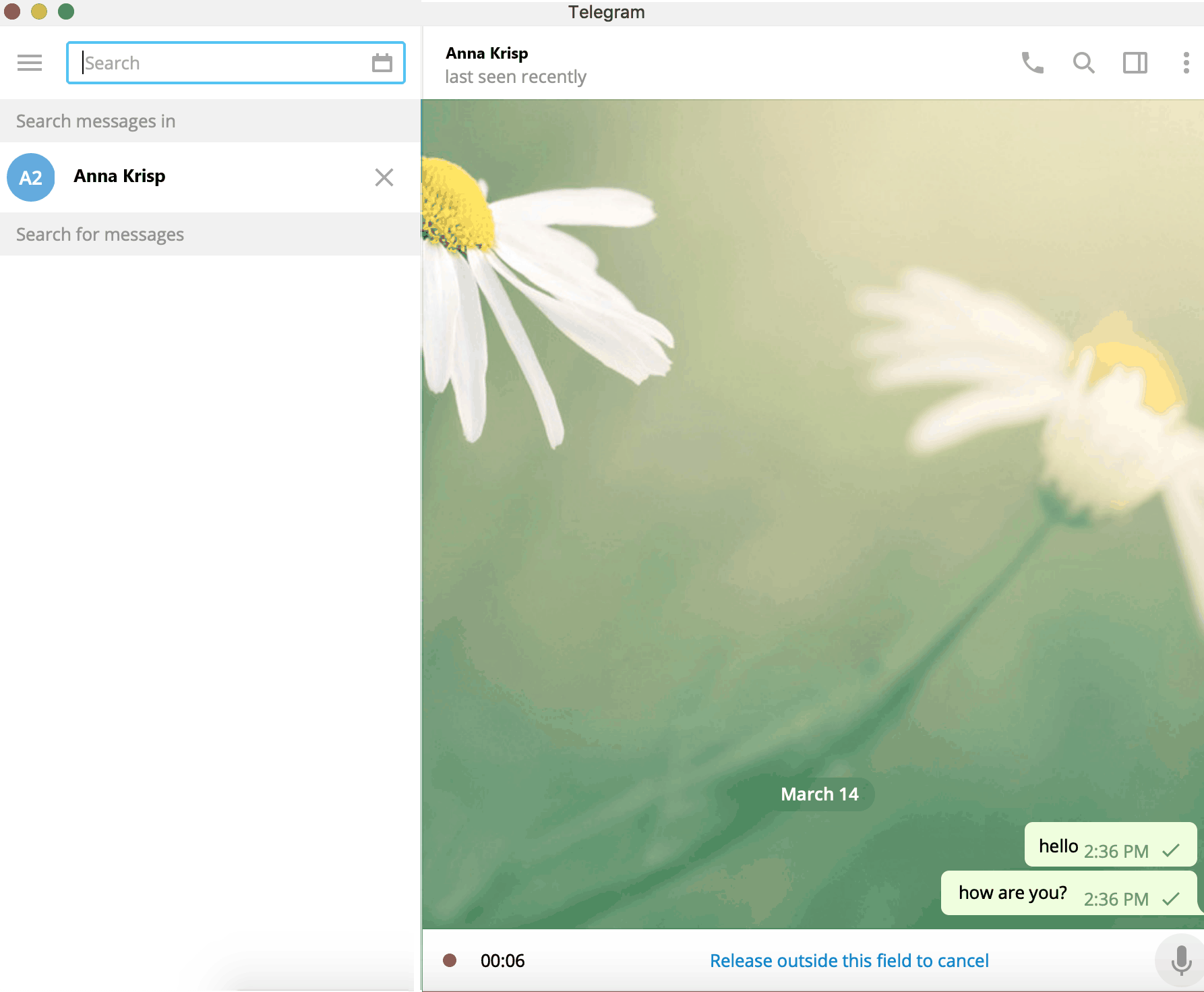 Telegram Recording Screen
