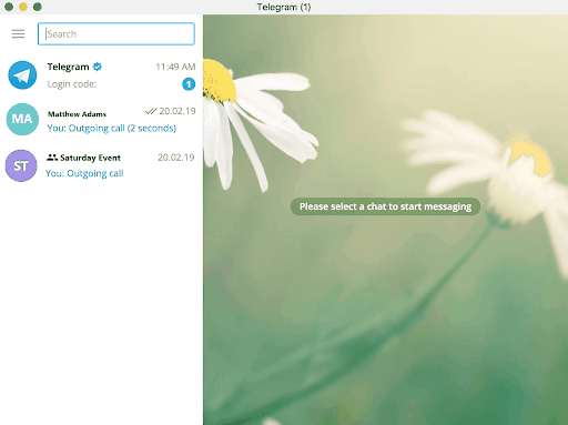 telegram desktop home screen