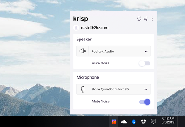 krisp for windows interface
