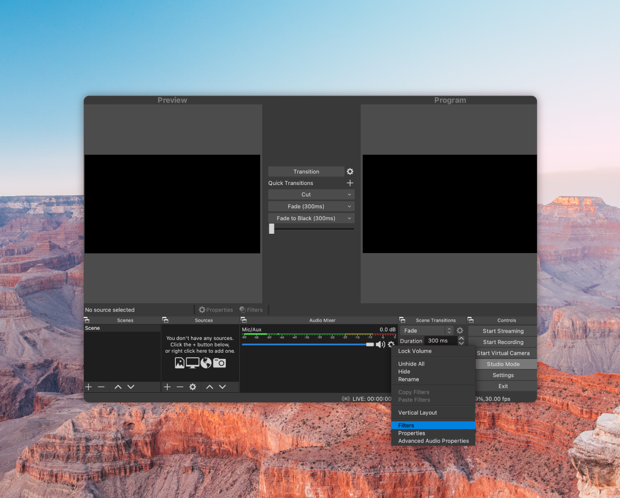 how do i remove the background noise from sam broadcaster 4.2.2