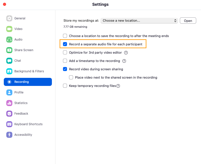 zoom podcast recording settings