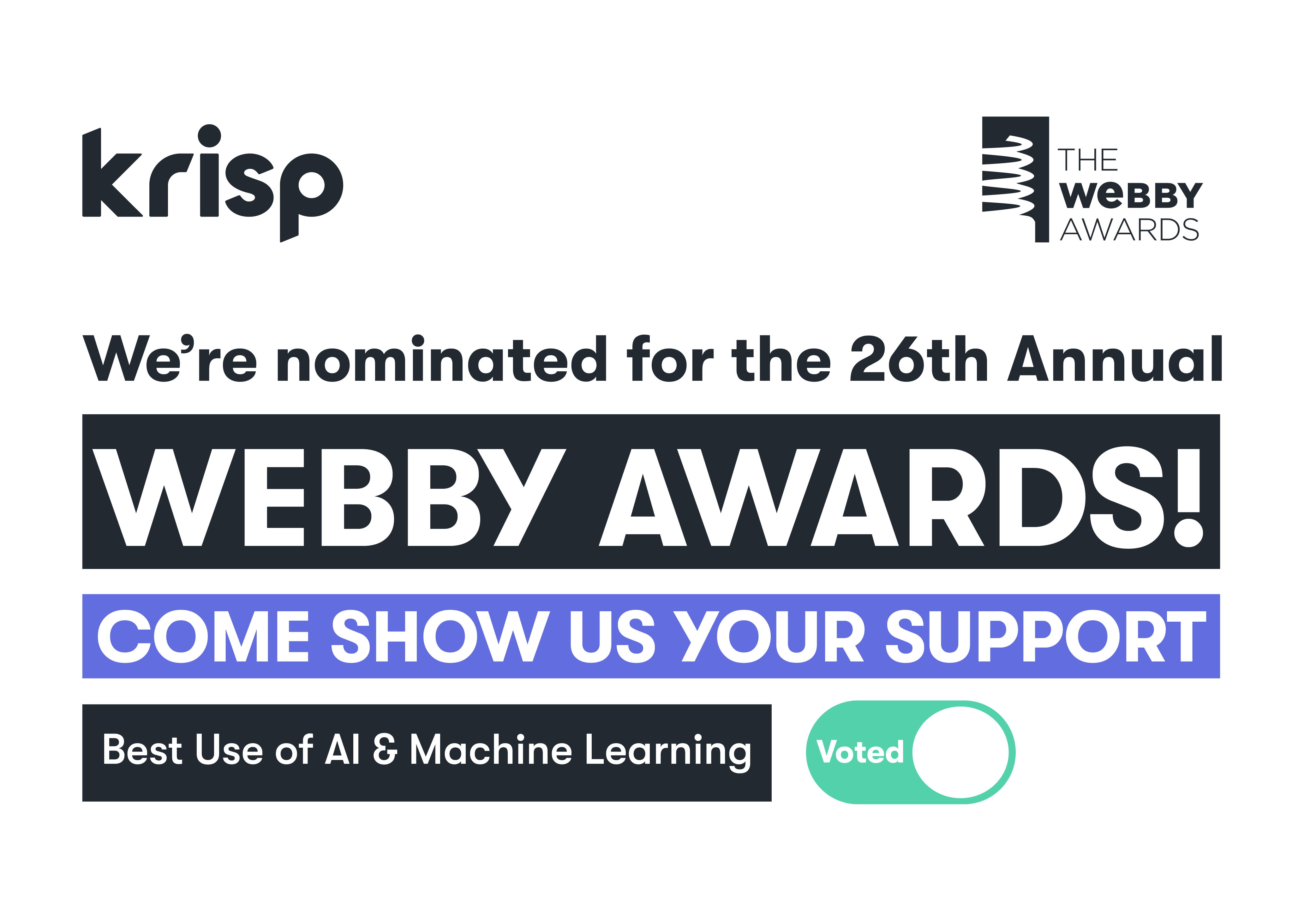 Krisp Receives a Webby Awards Nomination–the Internet’s Most Respected Symbol of Success