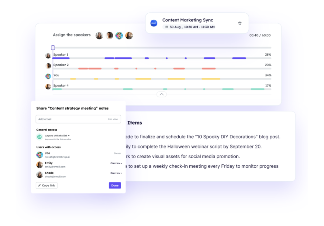 View and Access  Transcription - Krisp AI meeting assistant