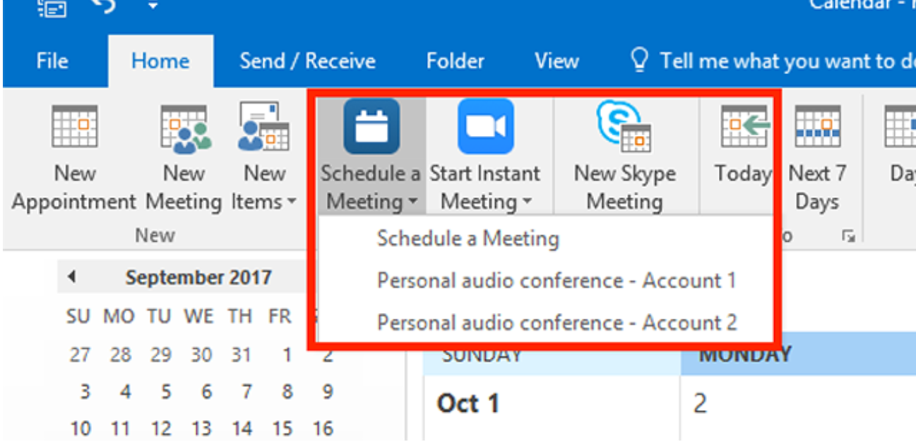 scheduling Outlook for Zoom