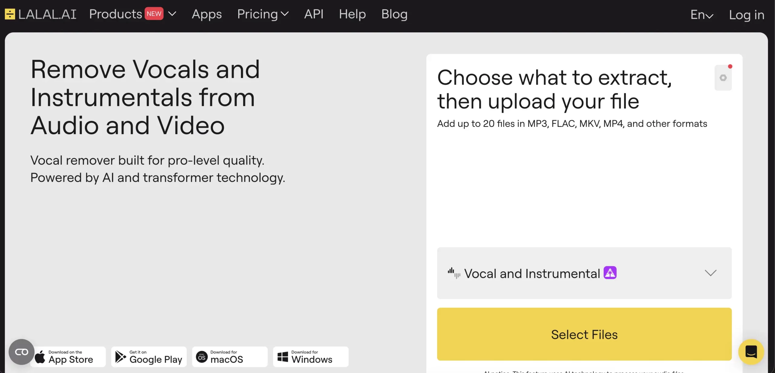 6. LALAL.ai Voice Cleaner — best online noise remover 