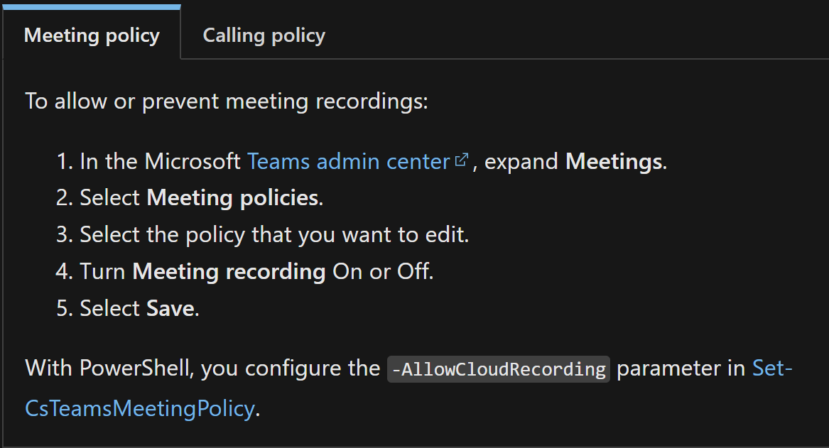 allow Teams to record