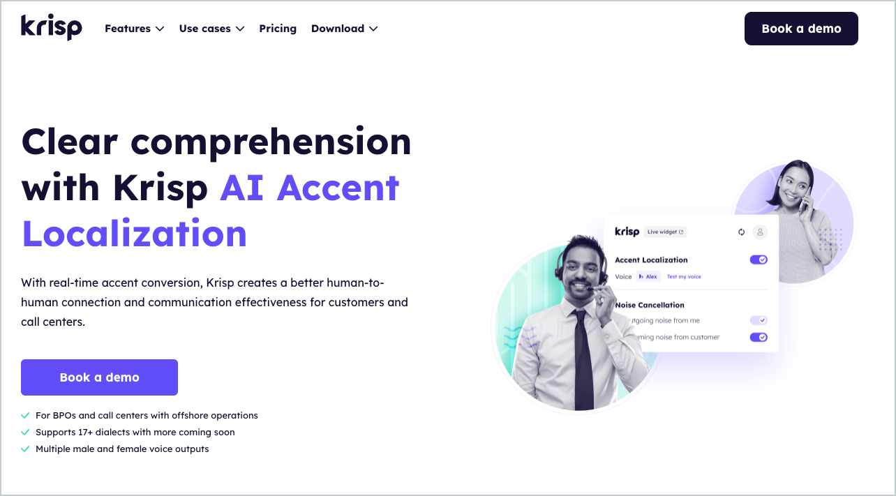 Accent localization for call centers with Krisp