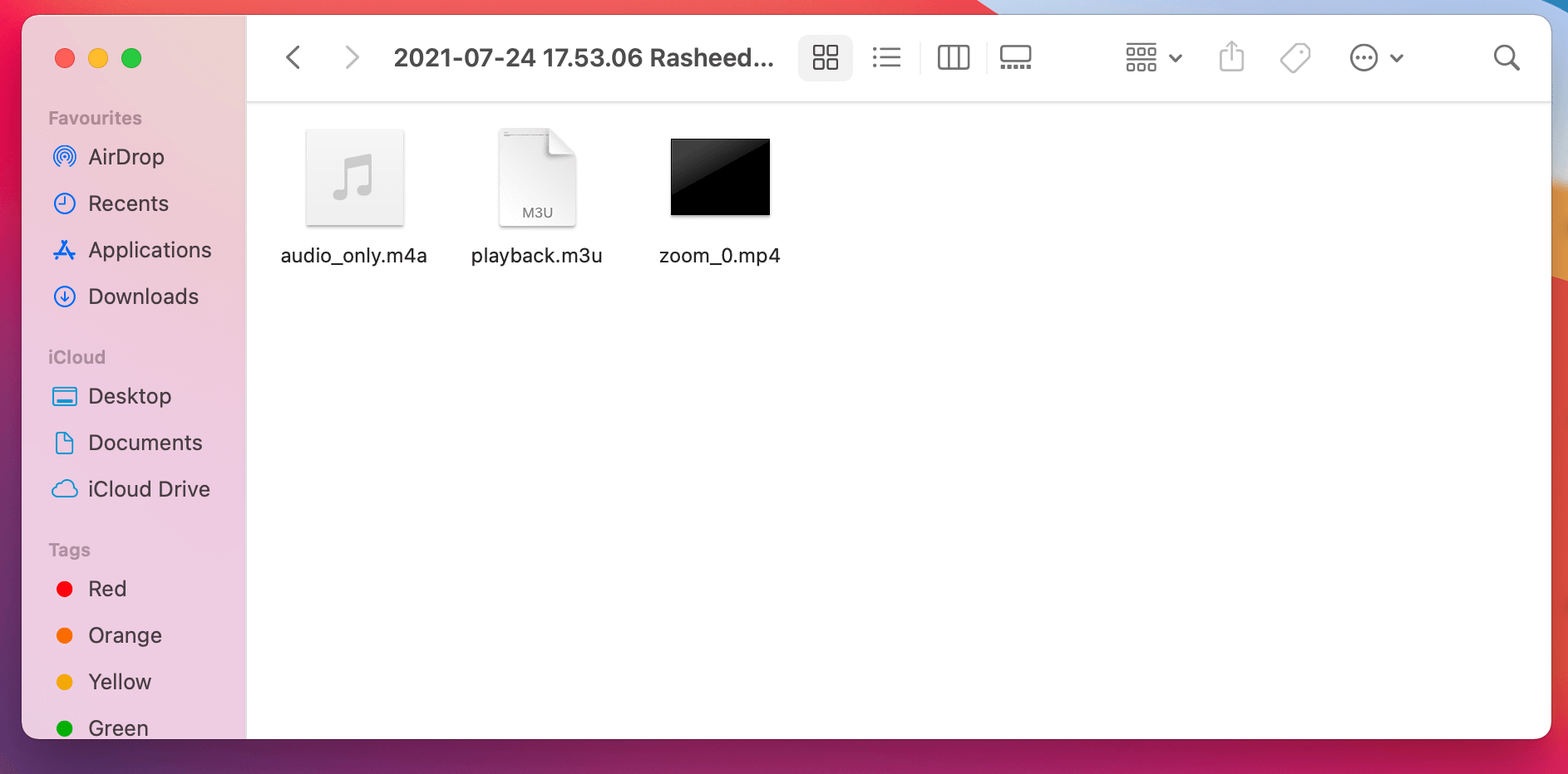 Zoom recording folder