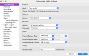 setting up audio preferences 