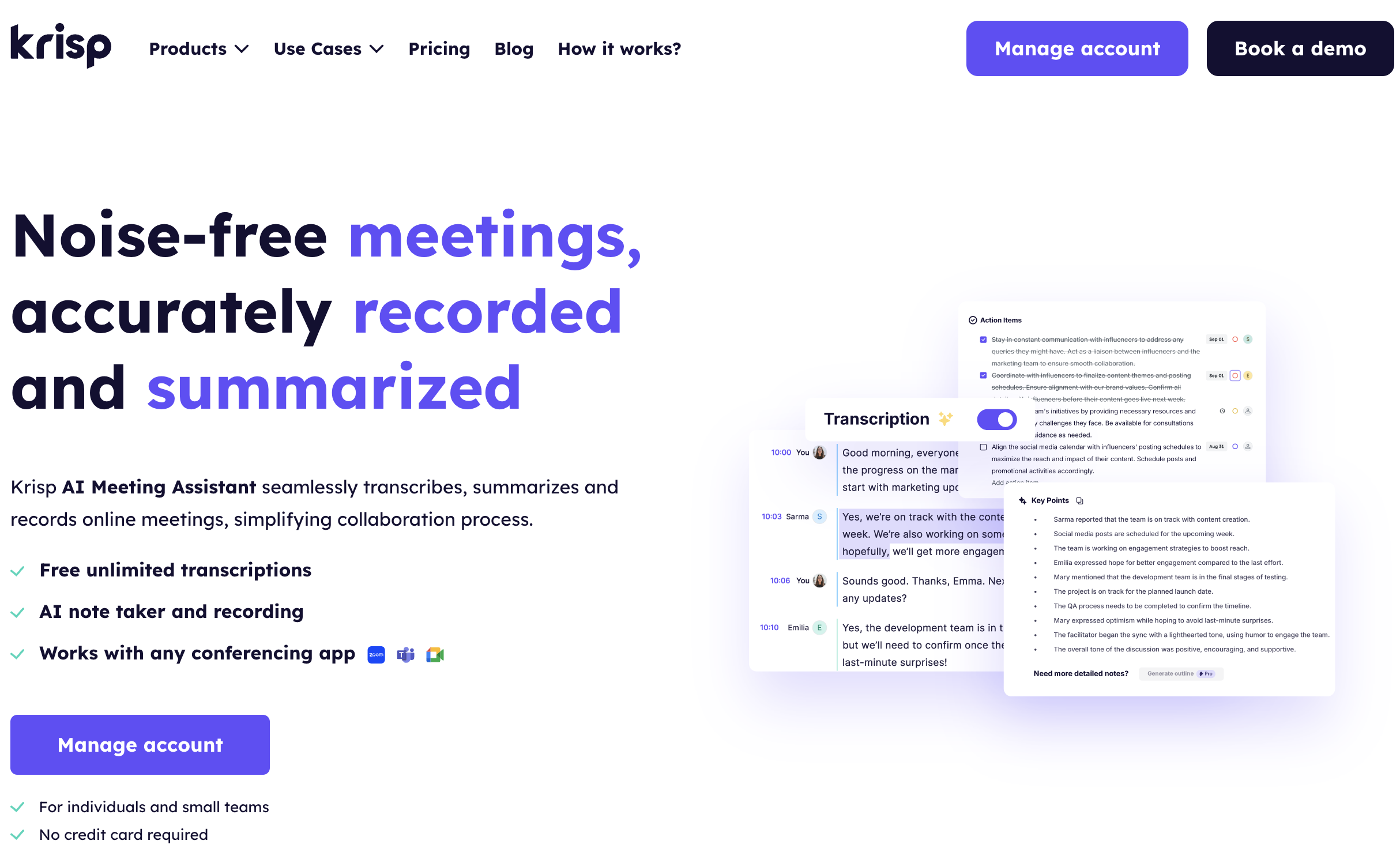 Krisp- AI meeting note taker