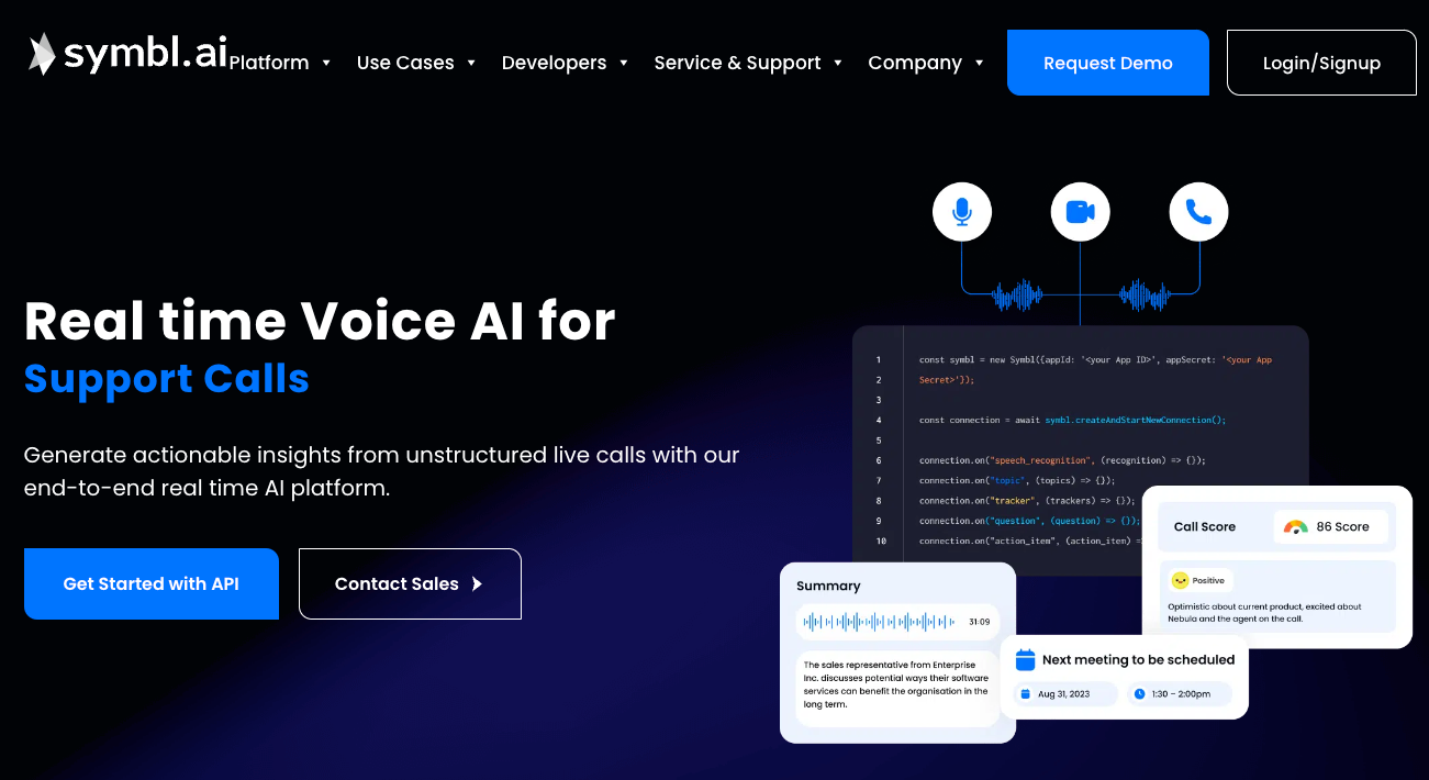Symbl AI speech-to-text API
