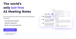 Krisp as one of the best ai note taking app for meetings