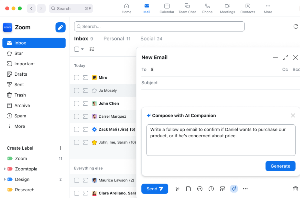 AI suggestions for email