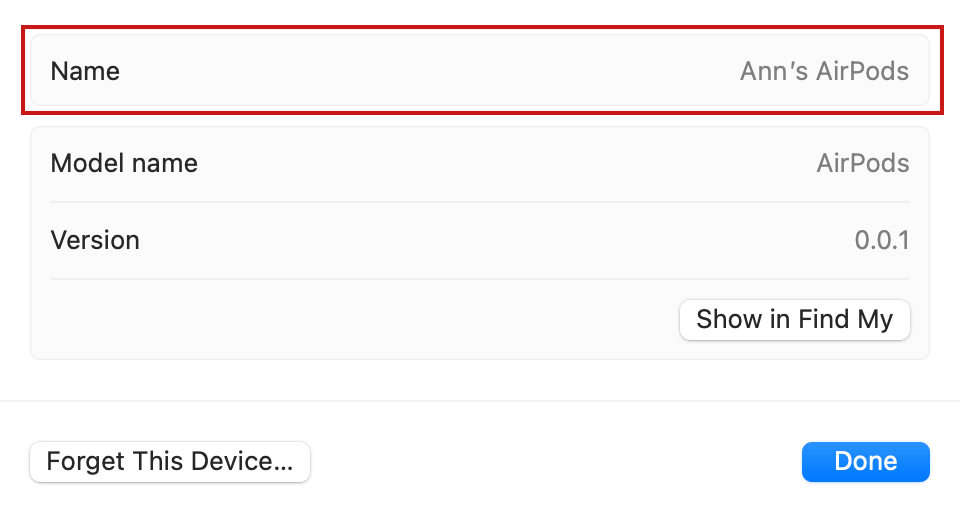 airpods renaming on mac