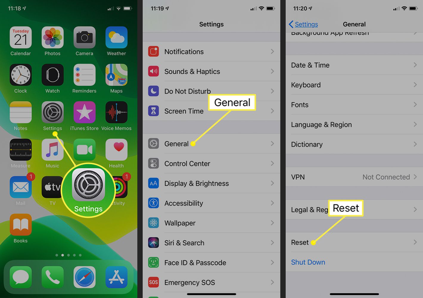 reset network settings for iphone