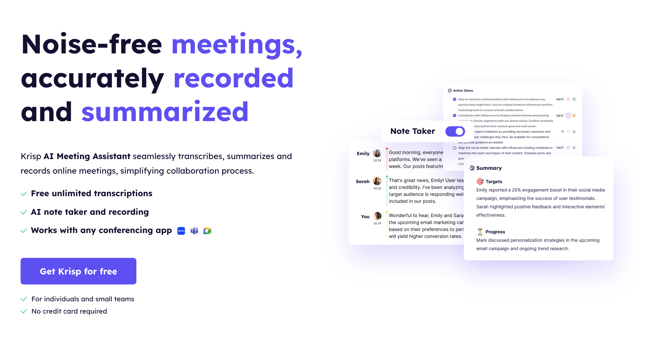 Krisp for a complete meeting assistance