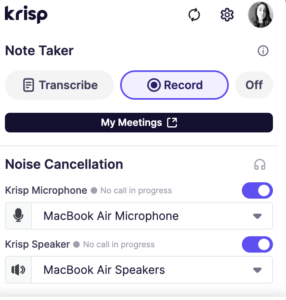 recording a meeting with krisp
