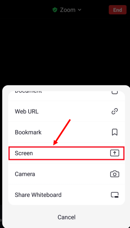 choose what to share on Zoom screen on Android