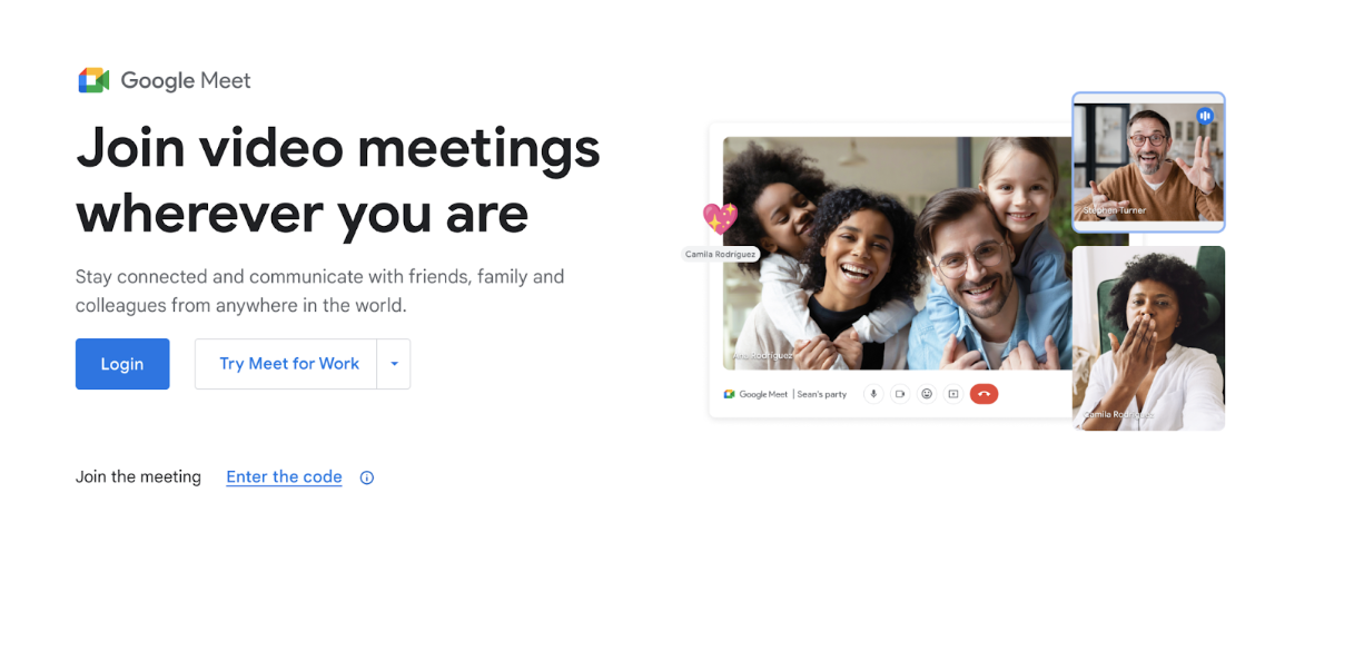 Google Meet app overview on laptop