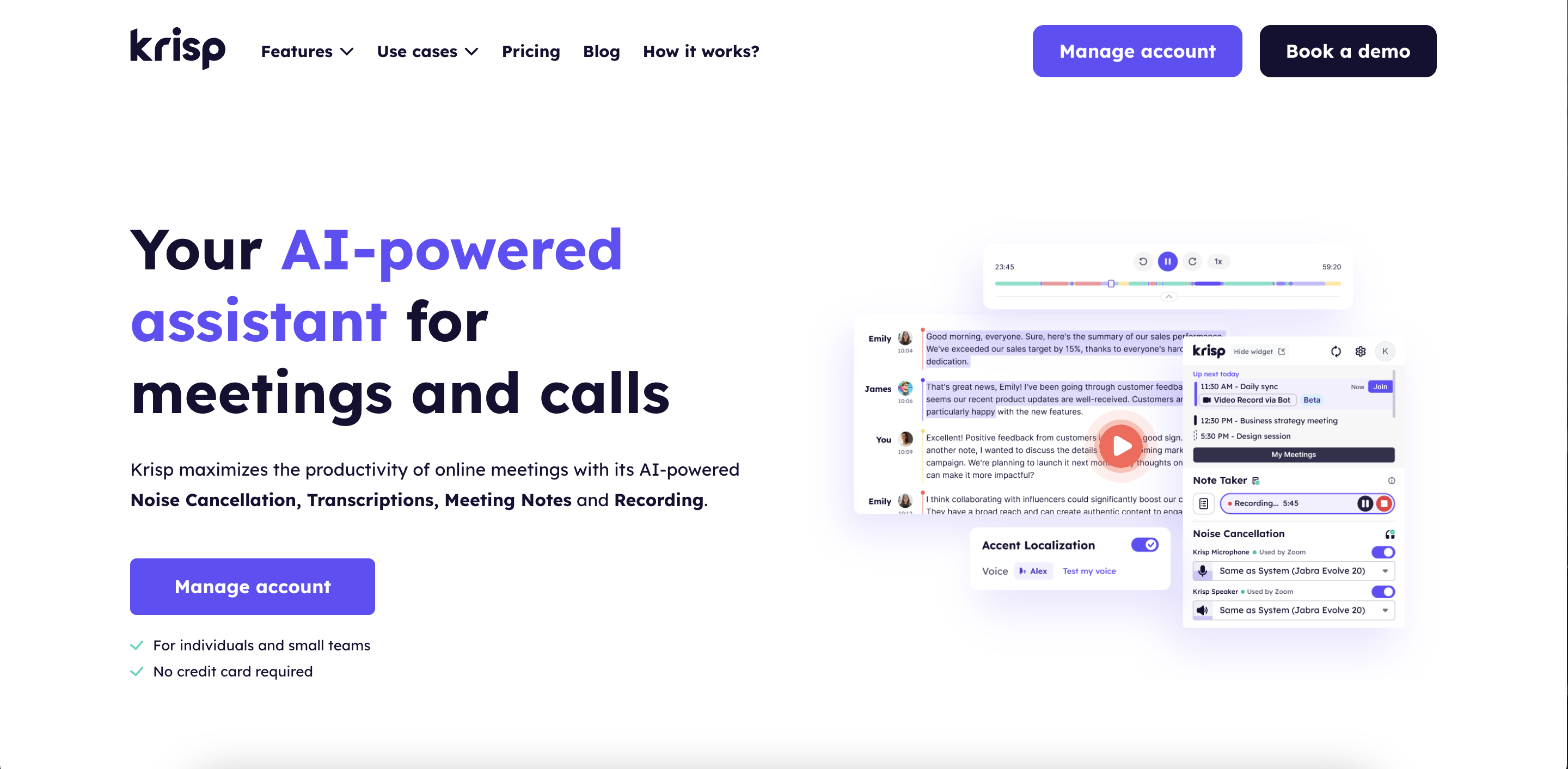 Krisp website screenshot 