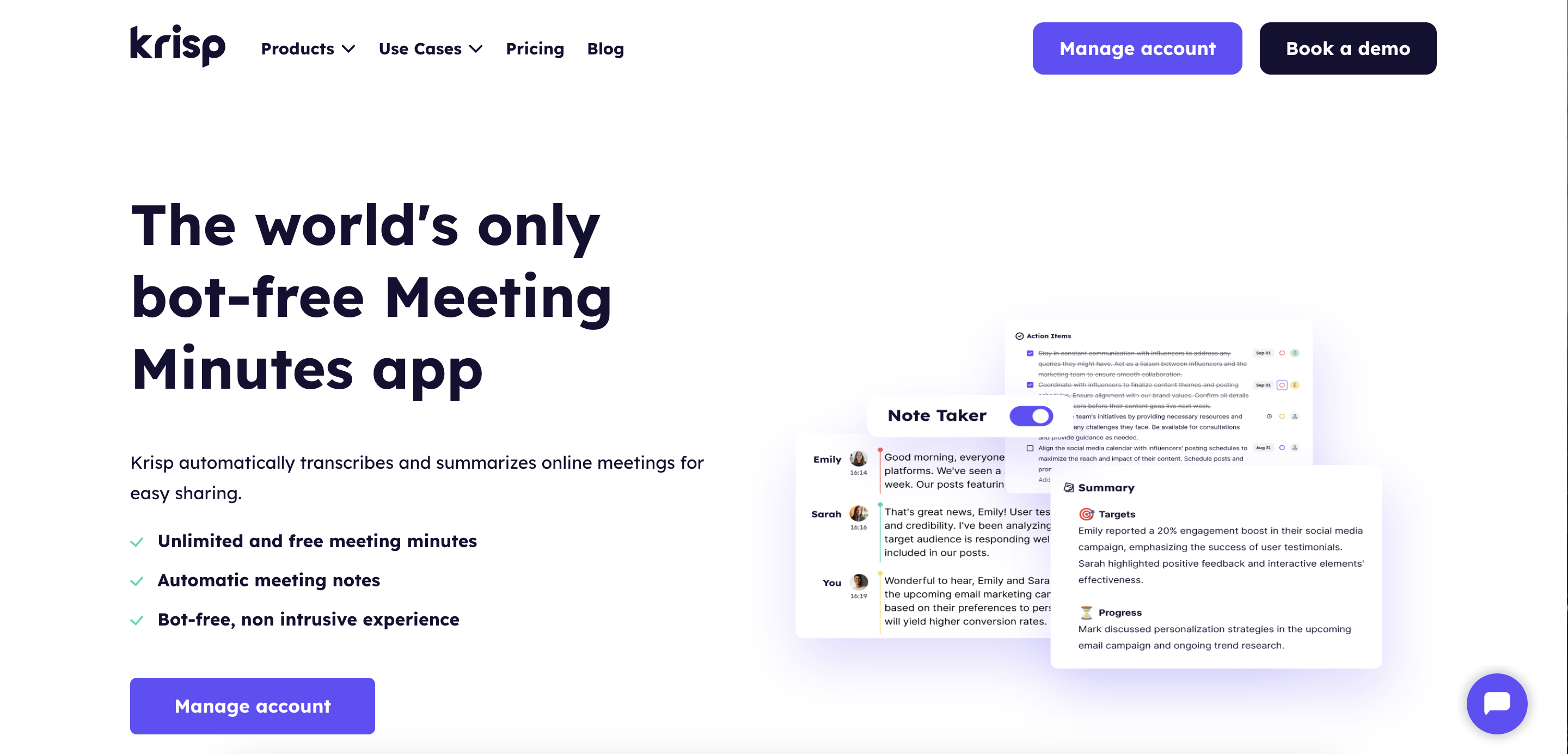 Krisp Meeting Minutes app
