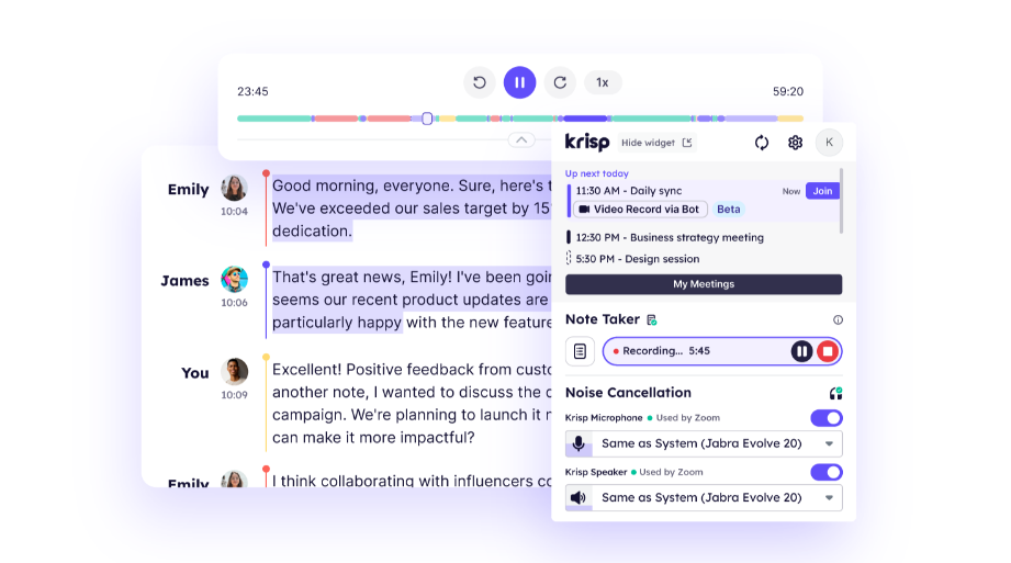 Krisp's meeting recording feature