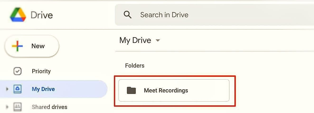 google meeting recording on drive