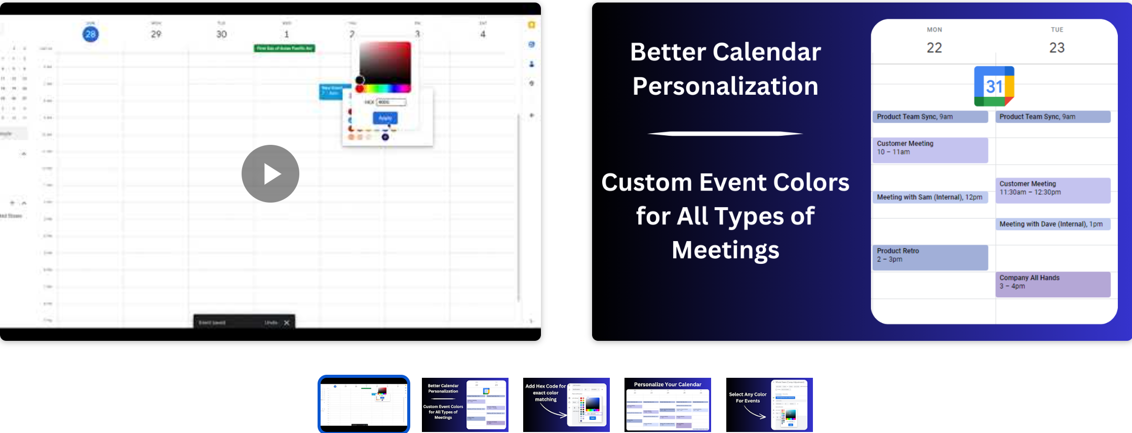 google calendar color customization