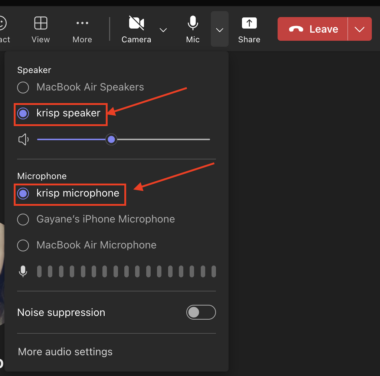 how to use krisp with teams