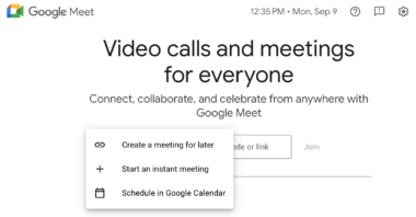 step 3. scheduling options on google meet app