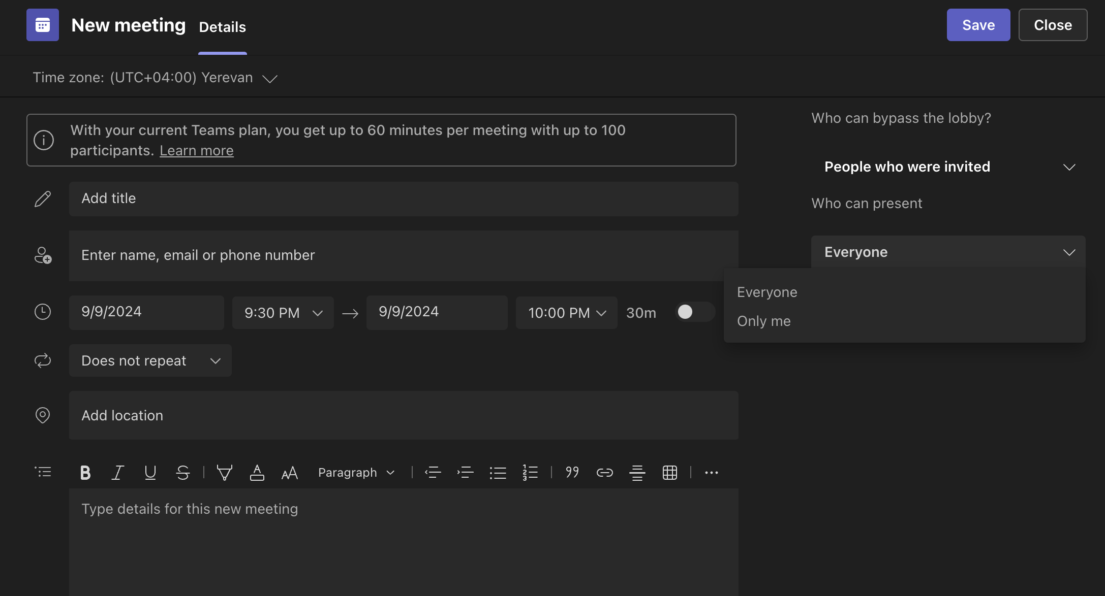 step 4. set presenter permissions