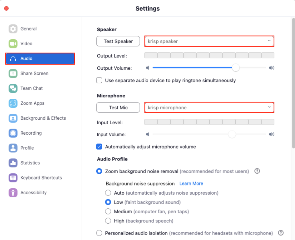 integrate Krisp AI Meeting Assistant with Zoom