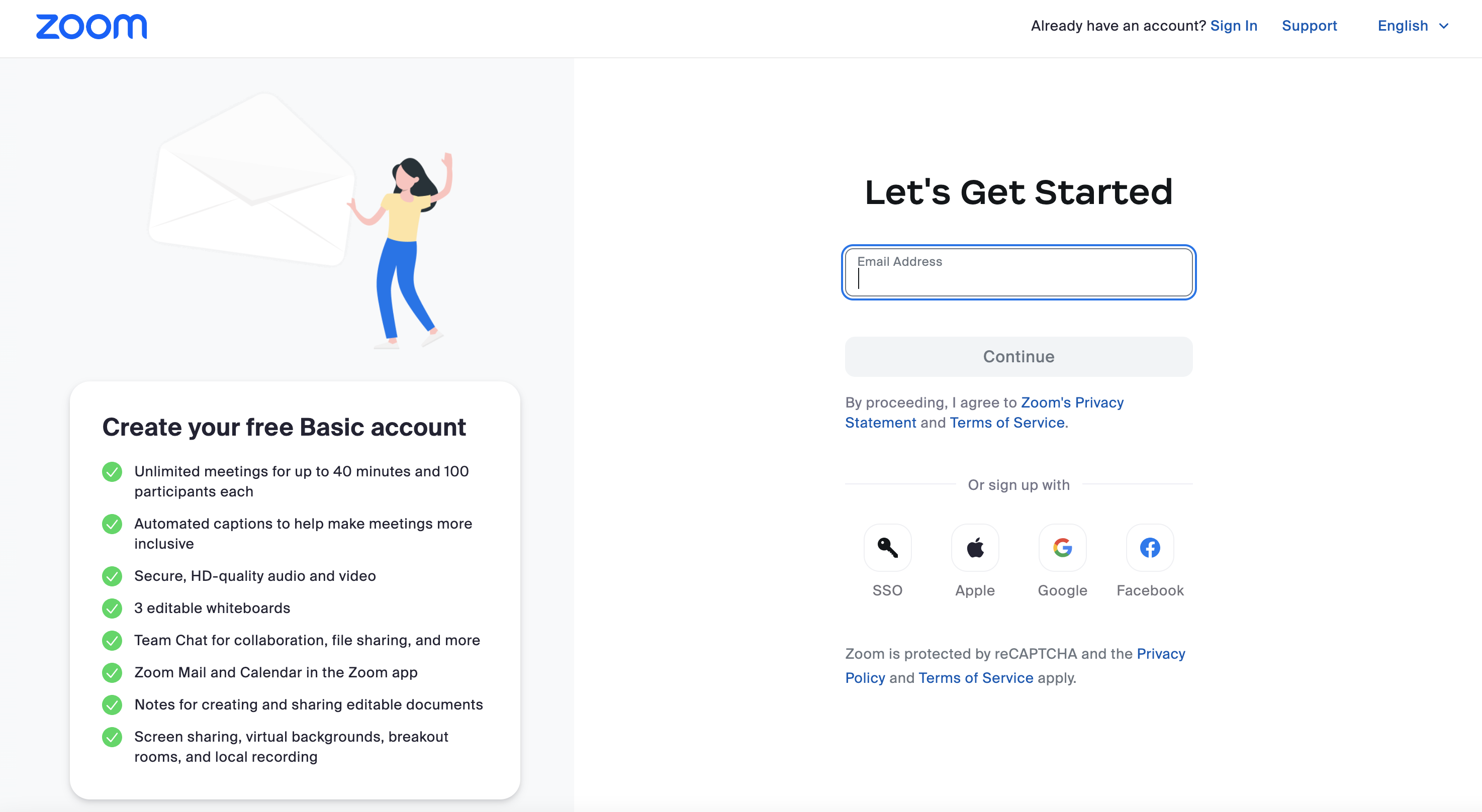 Zoom account registration guide screenshot