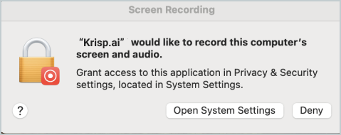 access control for screen recording with krisp