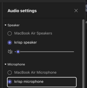 How to screen record on teams: Set Krisp as Your Audio Input and Output Device