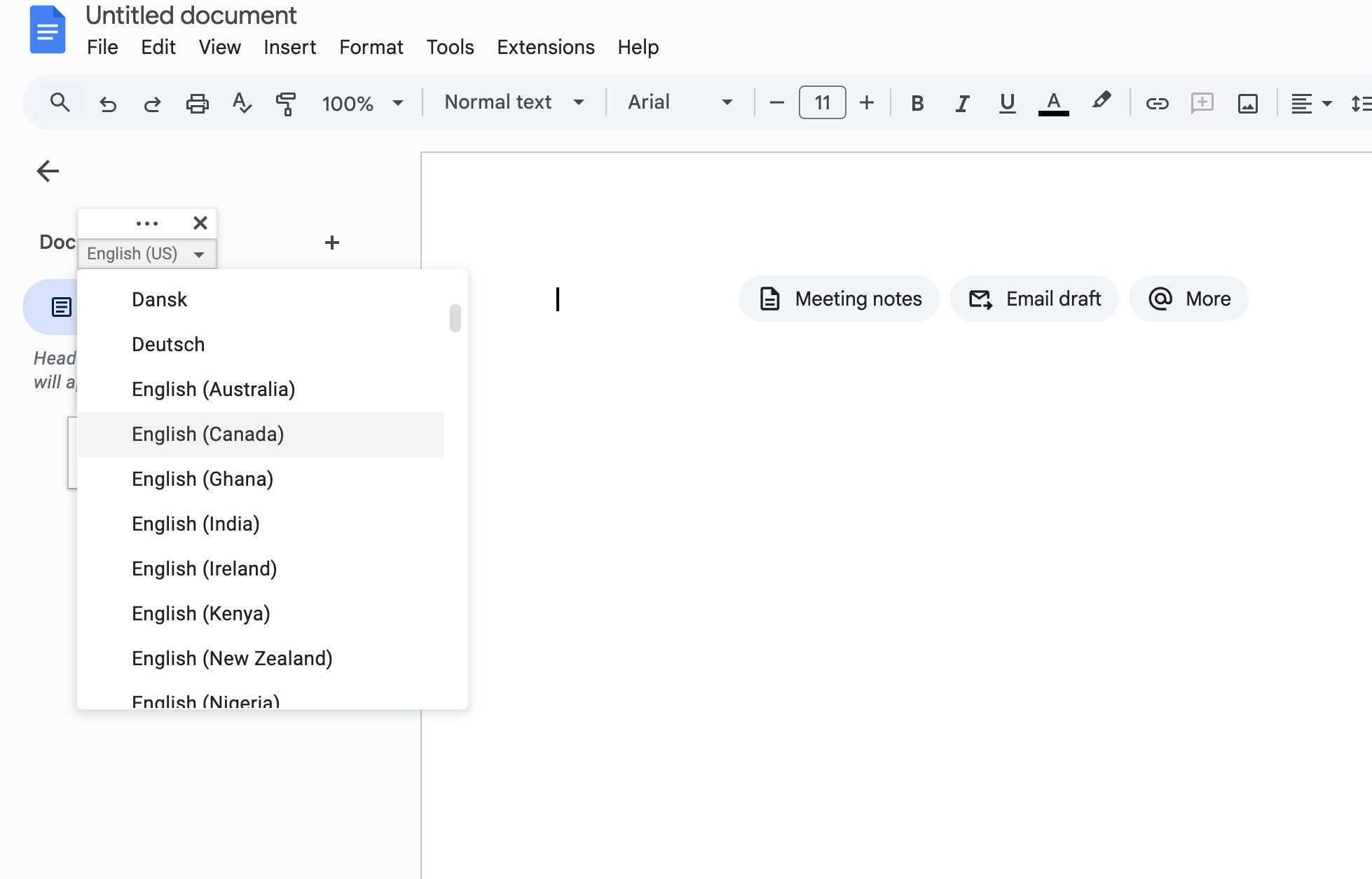 choose the language for voice typing