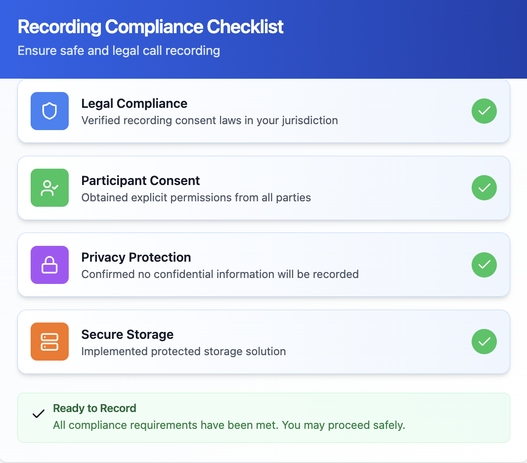 facetime recording compliance checklist