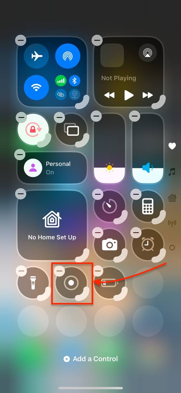 iphone control center