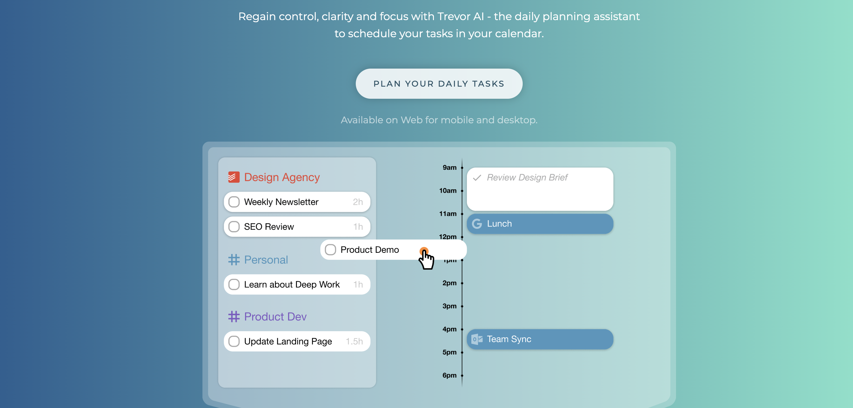Trevor AI website screenshot