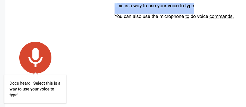 speech to text google docs fixed